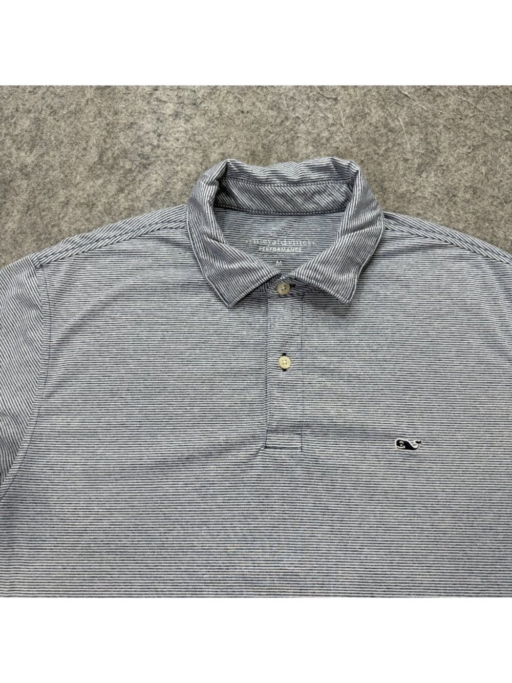 Vineyard Vines Performance Polo Shirt Men M Blue Mirco Striped Stretch 44""x29"